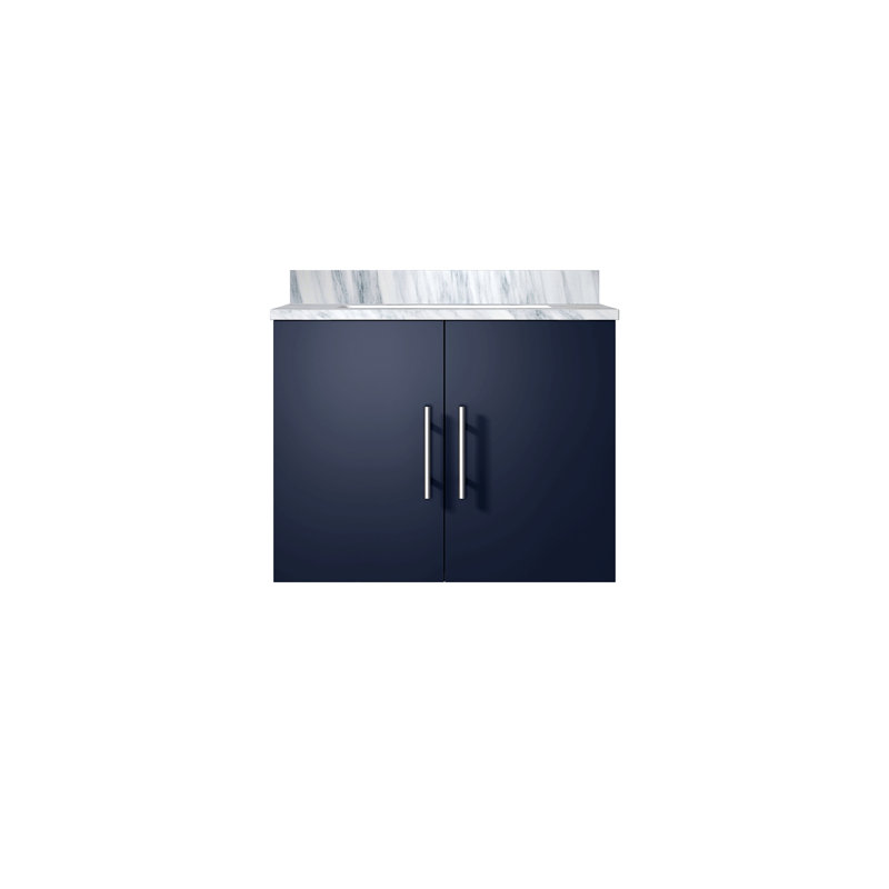 Meuble-lavabo de salle de bain 24 po X P 22 po D, avec plateau en marbre de Carrare, Marine, 24"