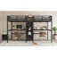 Lit mezzanine simple au-dessus d'un lit simple en métal avec bureau double, armoire et tablettes avec prise électrique pour économiser de l'espace et réduire le bruit-1692493598