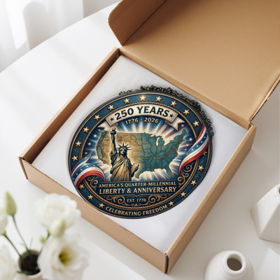 Panneau de fenêtre en verre pour décoration intérieure American Liberty USA 250th Anniversary - H 12 po