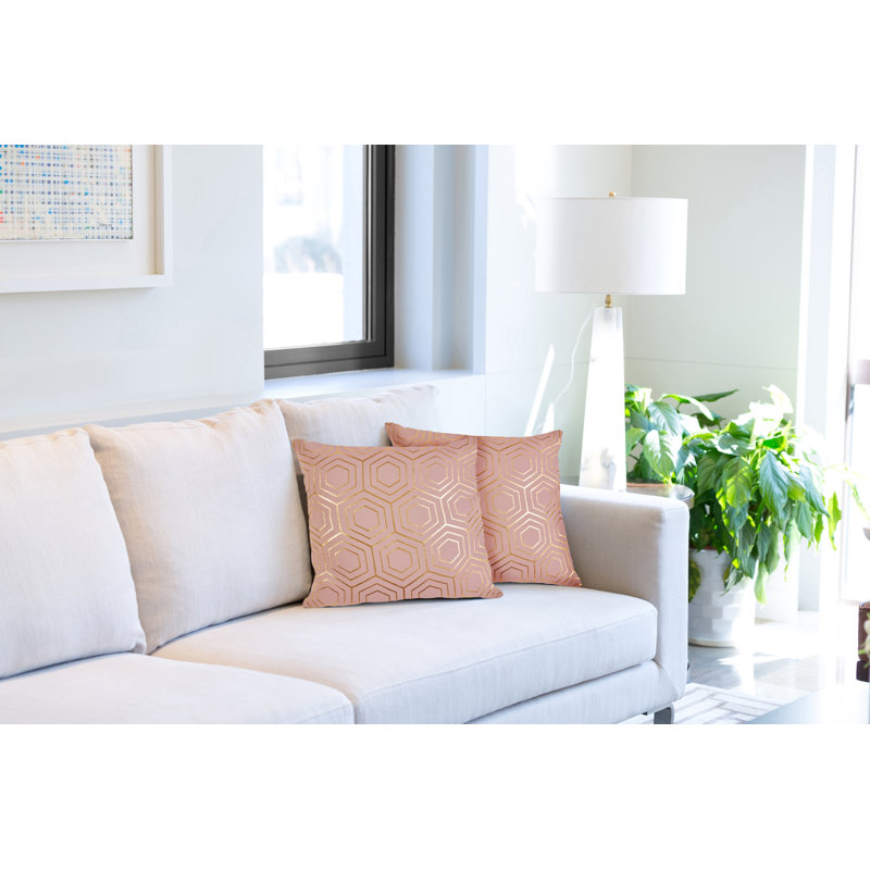 Hartford Geometric Square Throw Pillow Cover, Pink