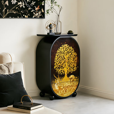 Commode décorative rectangulaire à 4 tiroirs en bois massif