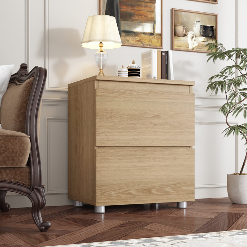 19'' H X 15.7'' W 2-Drawer Nightstand(Single), Light Oak