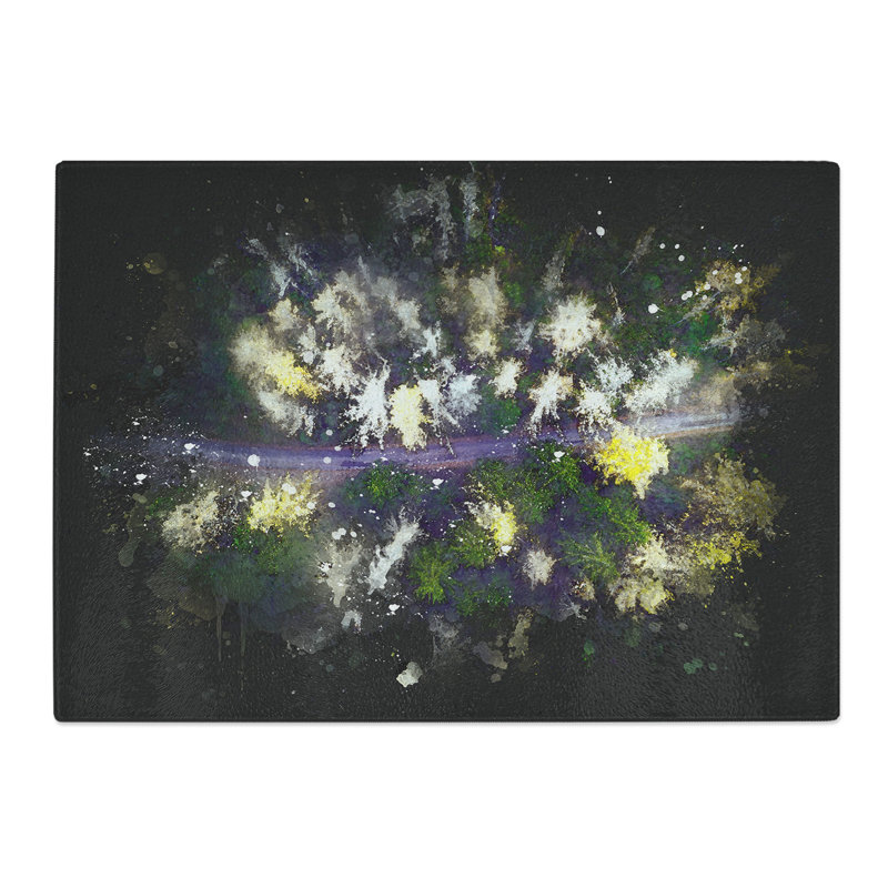 Tempered Glass Forest in Austria Paint Splash Chopping Board, 20 cm x 28.5 cm