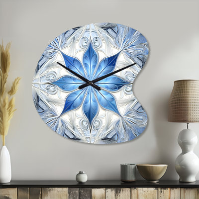 Horloge murale à motif géométrique irrégulier, turquoise et blanc