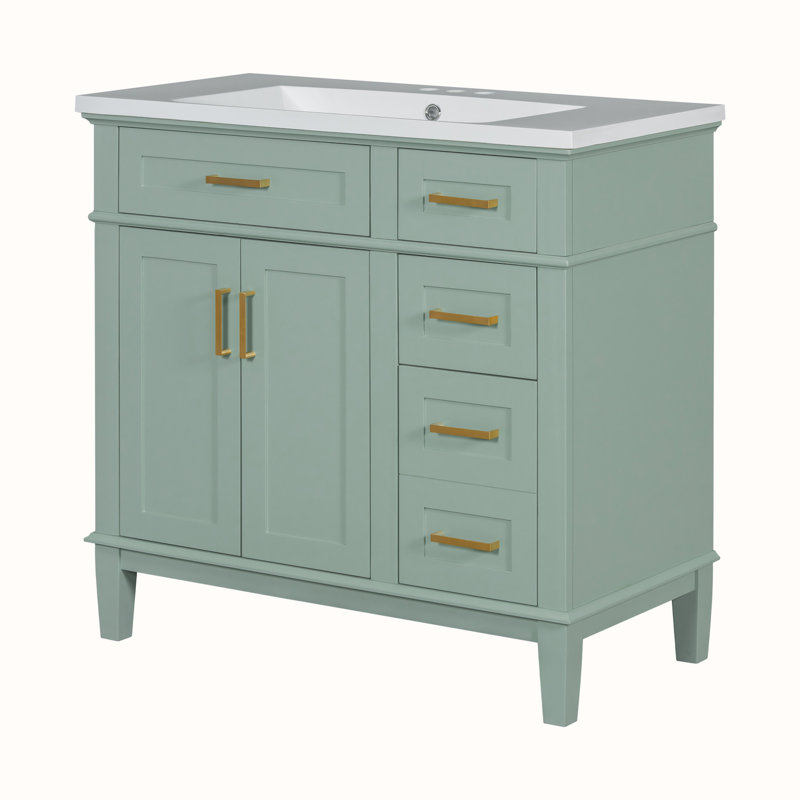 Meuble-lavabo simple 36 po avec plateau en céramique Bolebroke, Blanc