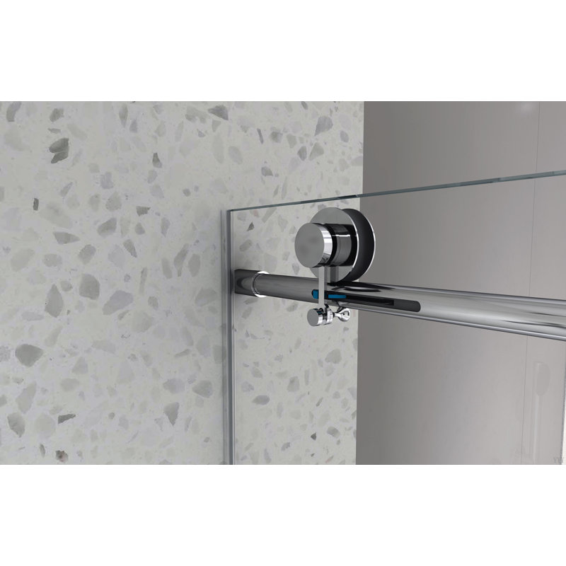 Une porte de douche fixe et une porte décalée sans cadre, grandes poulies 70 SM 304 SUS avec fonction de fermeture en douceur réglable, avec nettoyage facile et protection anti-déflagrante
