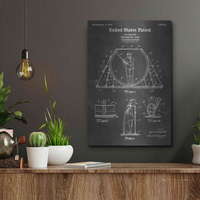 «Golf Teaching Dispositif Blueprint Vernis Chalkboard», art mural en métal, H 16 po x l 12 po