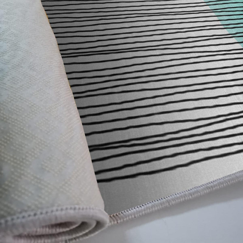 Stylish Woven Carpet , 100% Polyester, Non-Slip Felt Dot Underside | Raschel Knitting, 0.4 in Pile Height | Machine Washable, Digital Print Design | Perfect for Living Room, Bedroom & Office Decor
