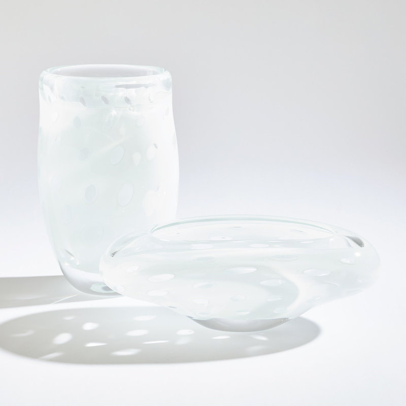 Netted Handmade Glass Table Vase, White