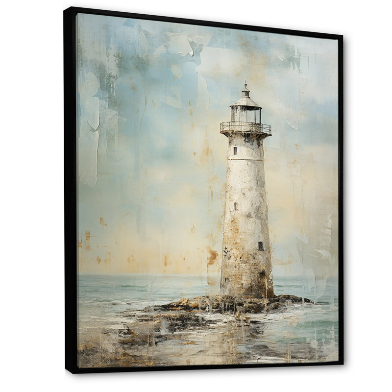Phare gris minimal, H 32 po x l 24 po x P 1 po, Cadre flottant noir