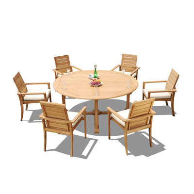 Algrave Round 6 - Person 72" Long Teak Dining Set
