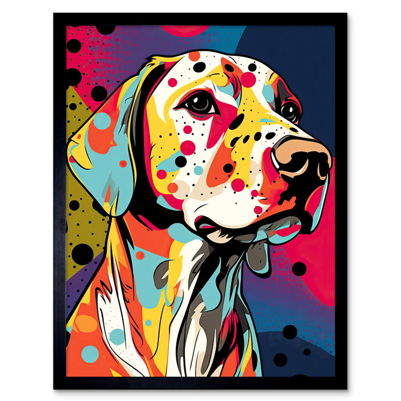 Abiy Labrador Retriever Dog Colourful Polka Dot Portrait - Single Picture Frame Print