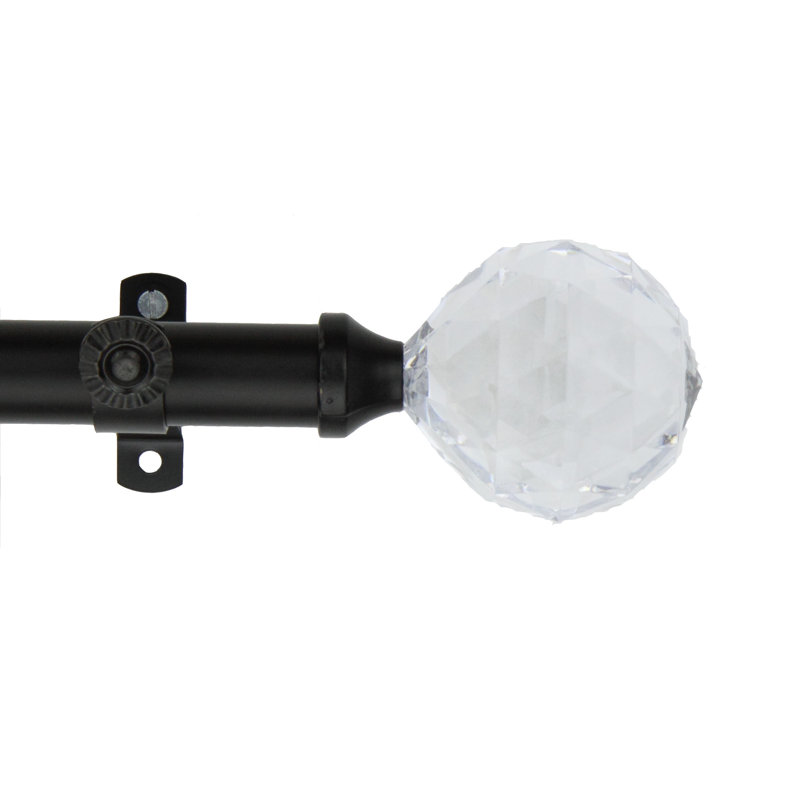 Tringle à rideaux simple ajustable Debbra, Noir, 28 à 48 po (de chaque côté)