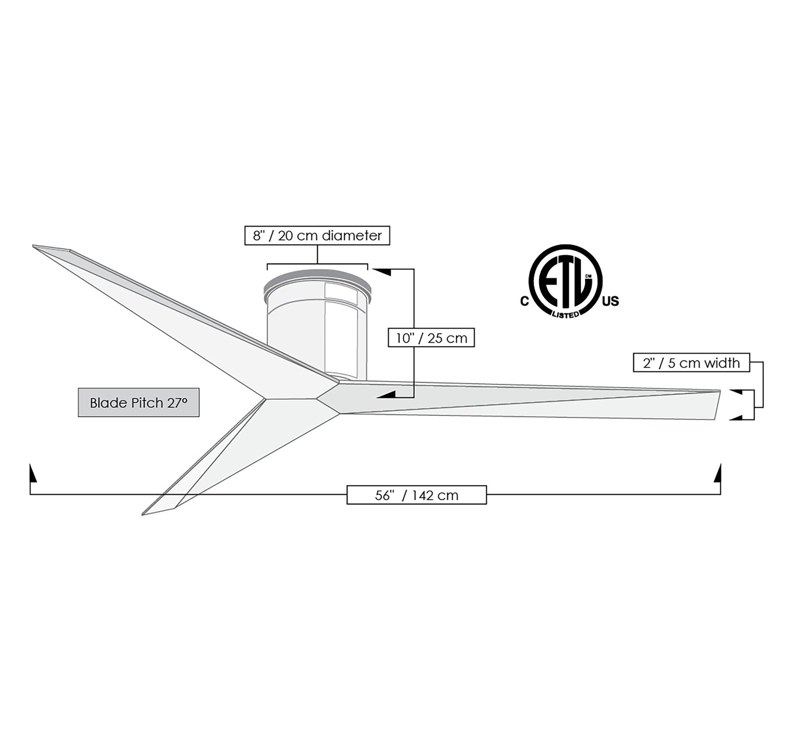 56'' 3 Blade Ceiling Fan, Matte Black, Barn Wood Tone