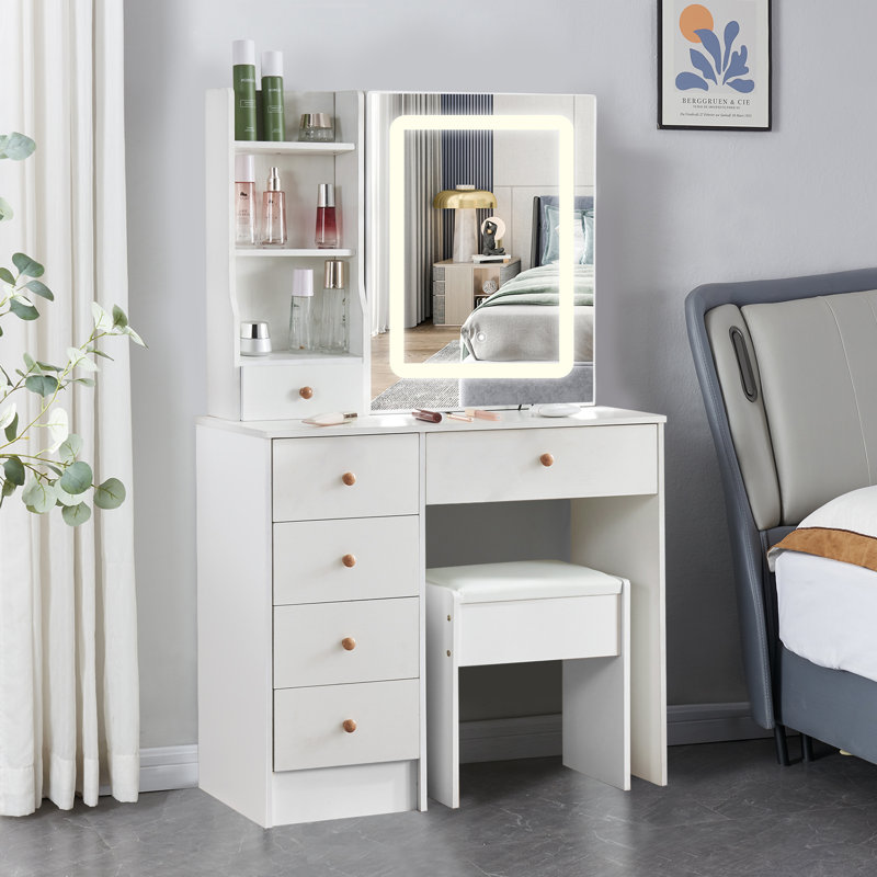 Coiffeuse avec tabouret et miroir