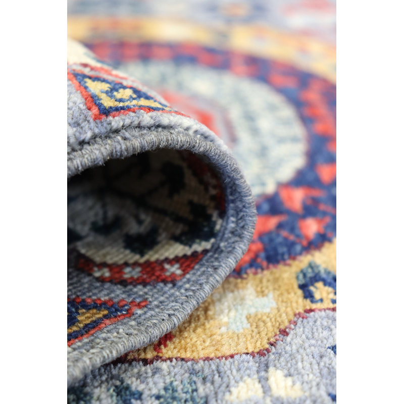 Tapis unique rouge / gris / bleu / ivoire 2 pi 5 po x 9 pi 9 po Mamluk
