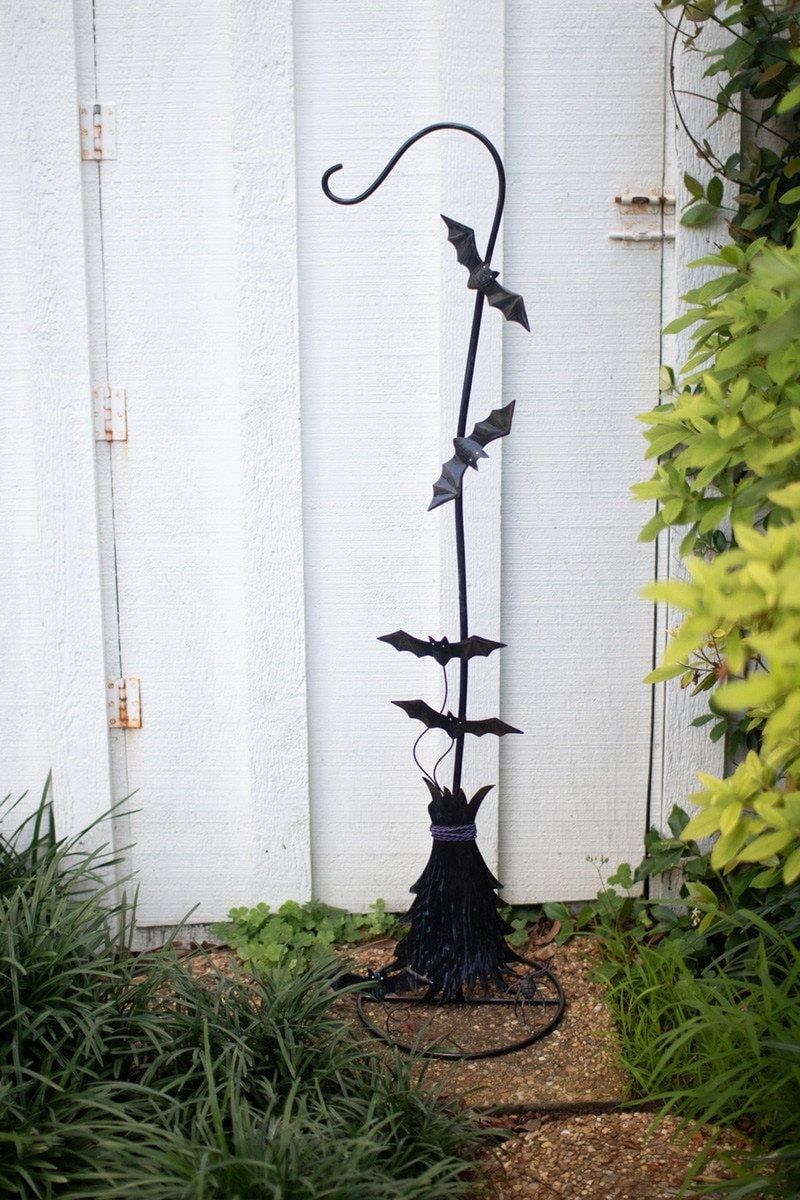  Painted Metal Halloween Witch Hat with Bats Candy Holder – Spooky Yard Decor