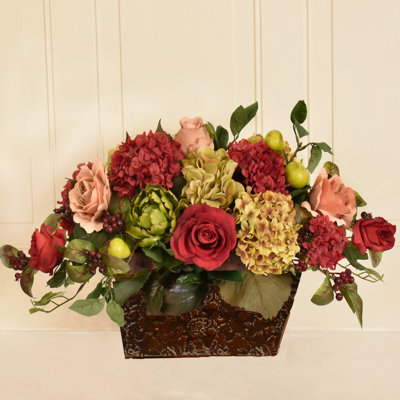 Faux Silk Arrangement in Planter