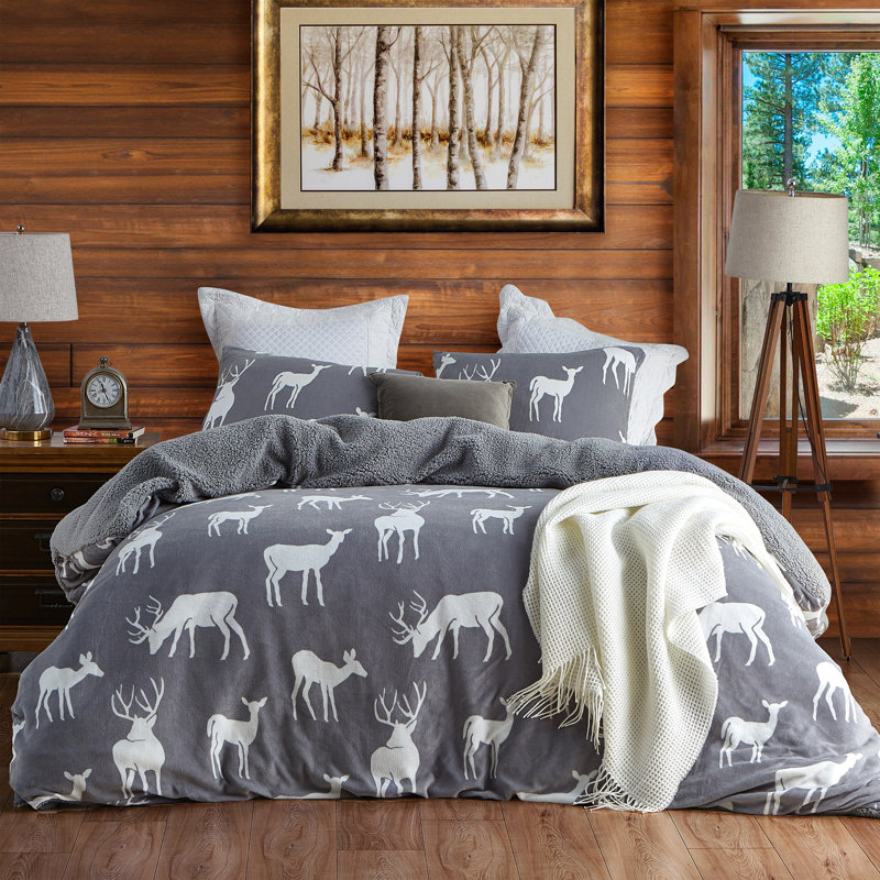 Coma Inducer Toasty Cabin Deer Duvet Cover Set, Extra-long Twin Comforter + 1 Sham