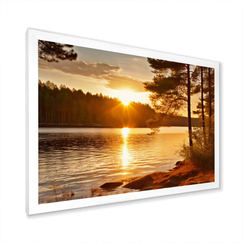 «Horizon's Embrace», reproduction sur toile, Cadre simple blanc, H 30 po x l 40 po x P 1,5 po