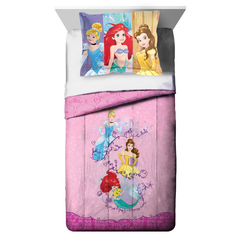 Ensemble d'édredon réversible en microfibre princesse rose, Édredon simple + 3 pièces supplémentaires