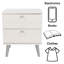 Augusta Curve 2-Drawer Bedside Table, White Wash