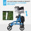 Fauteuil roulant Rollator avec roues réglables de 8 po et siège bleu