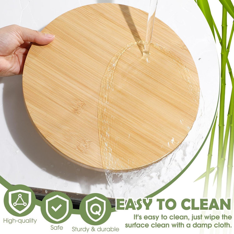 Briyonna 13.8 inch Round Bamboo Big Lazy Susan Turntable for Cabinet, Countertop, Table