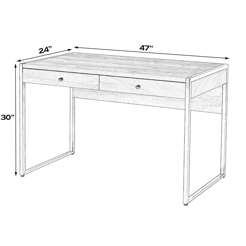 Drake 2-Drawer Walnut Writing Desk