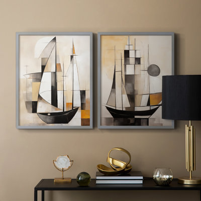 NAUTICAL Series CCCLLXXVVI - Impression encadrée de qualité supérieure - prête à être accrochée - pas de clous requis - pas de clous requis