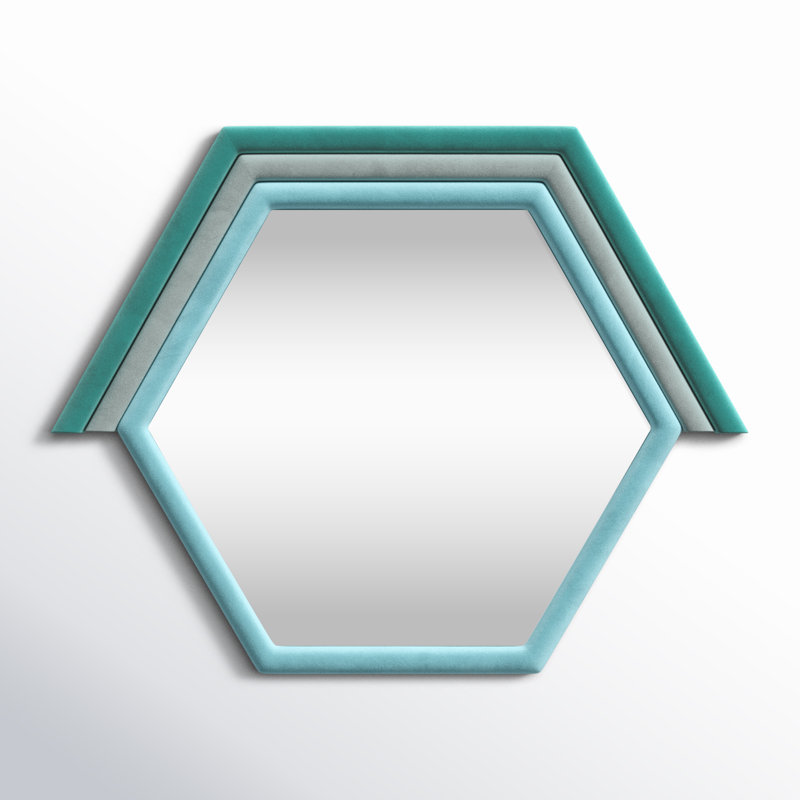 Codero Velvet Prism Wall Mirror, Aqua