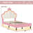 Bed Frame With Led Lights, Girls Full Bed With Princess Crown, Led Velvet Upholstered Platform Bed Frame With Adjustable Headboard, No Box Spring Needed-2083752672