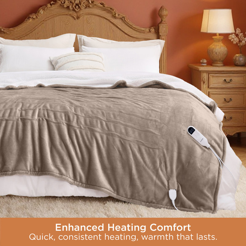 Cozy Winter Collection Electric Blanket - Dual Control Heated Blanket , Fast Heating with 10 Time Settings & 10 Heat Settings
