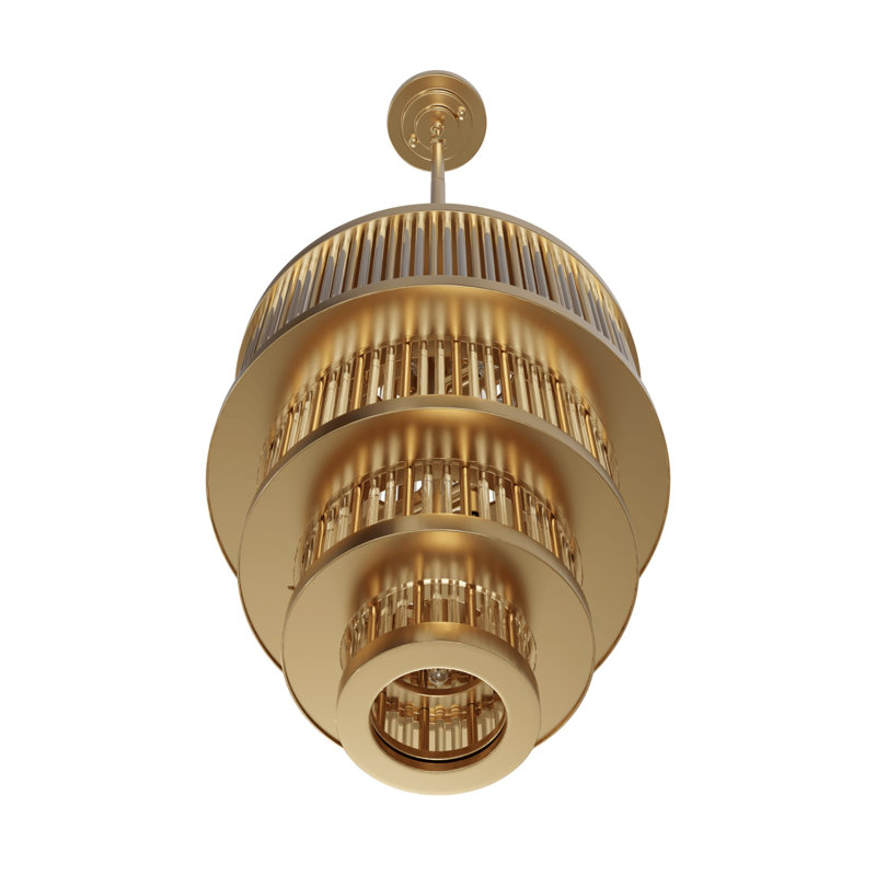 Waldorf Metal And Glass Rod Pendant, Brass, 13 Lights, 118" H x 12" W