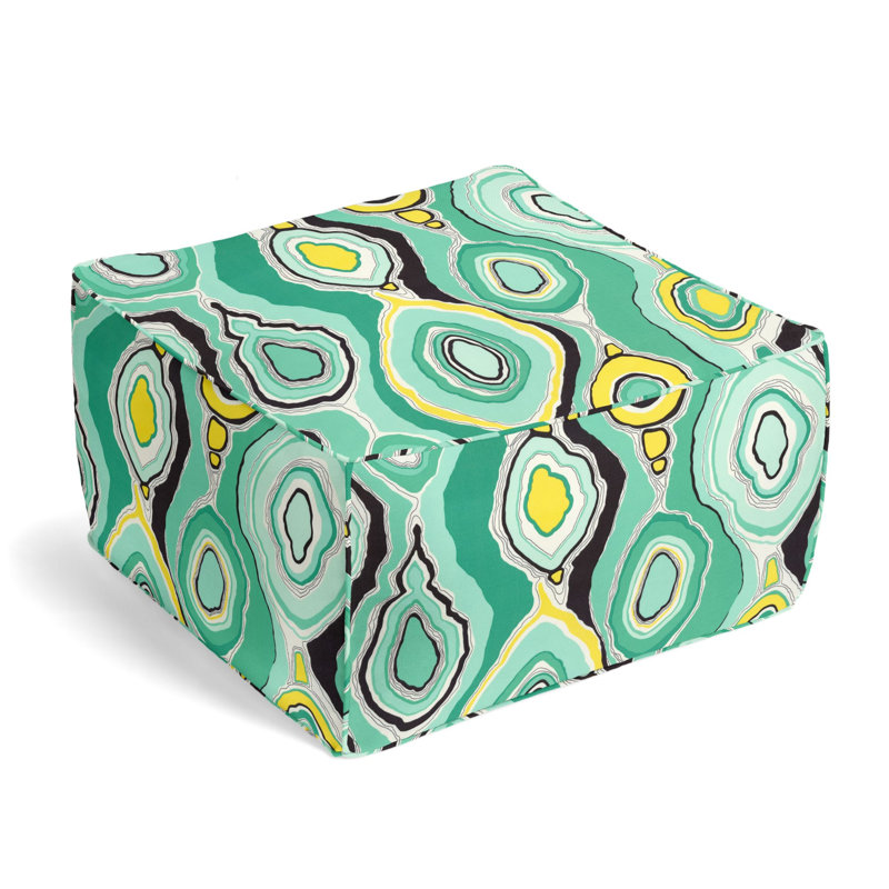 Upholstered Pouf, Jade 100% Cotton