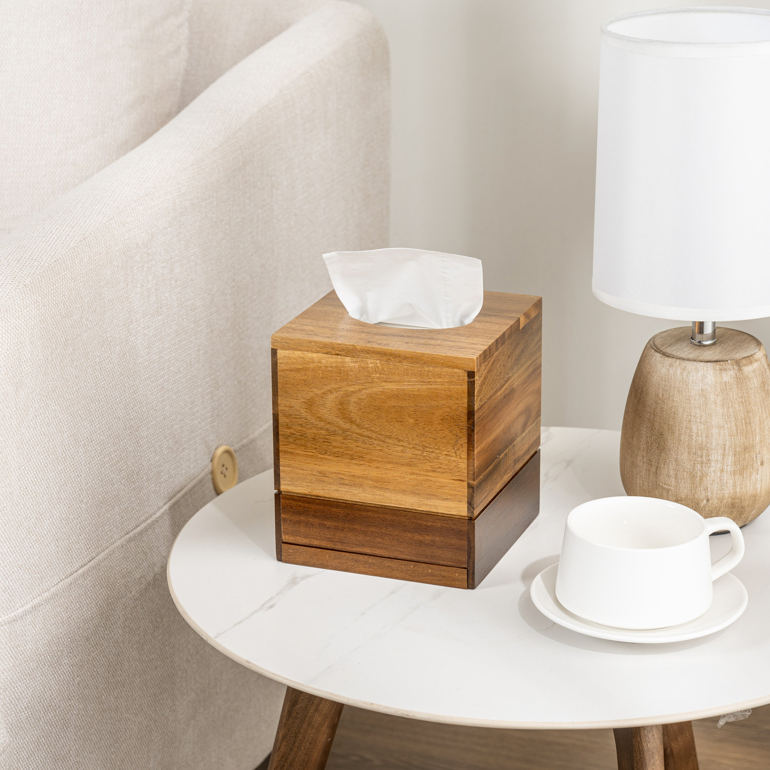 Carina's Collection Solid Wood Square Tissue Box Cover - Decorative Wooden Cover For Standard Tissues