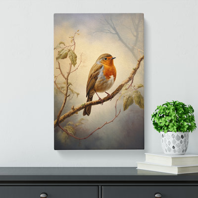 Robin Bird Tachisme - Wrapped Canvas