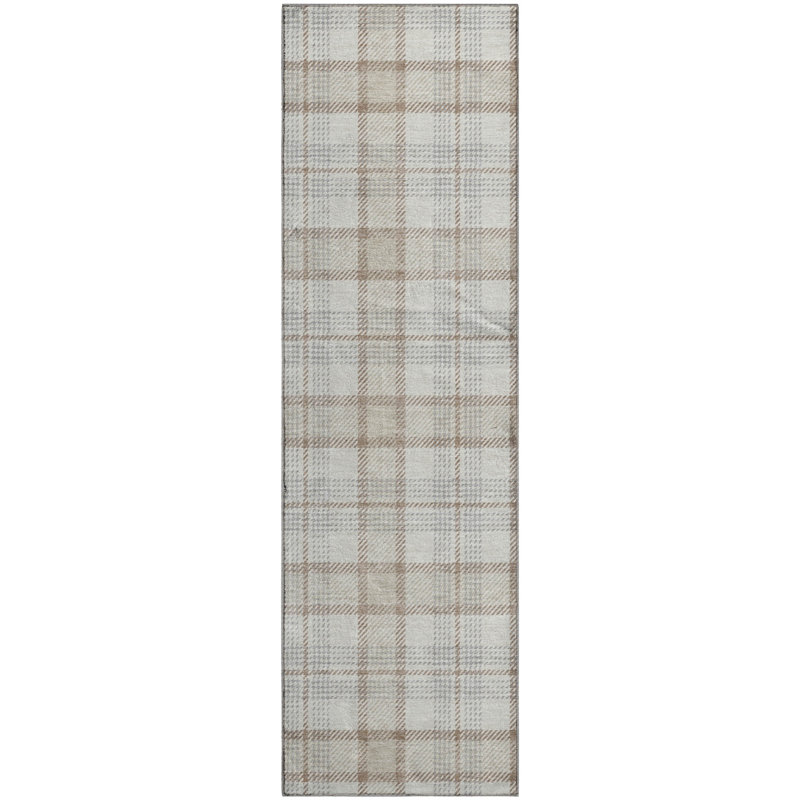 Premium Machine Washable Corum AMF1052 Plaid Rug, Runner 2'3" x 7'6"
