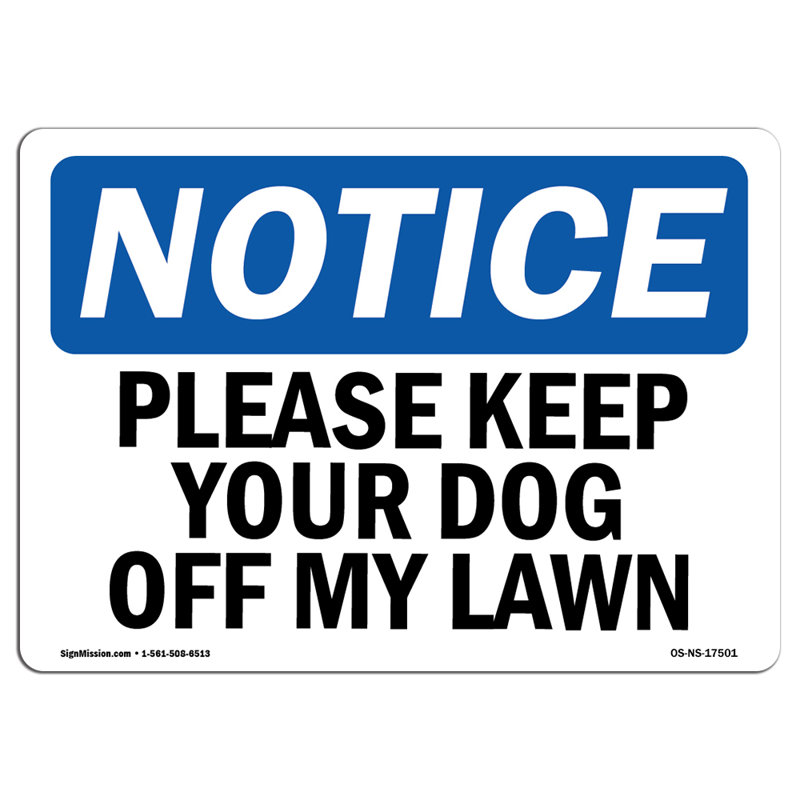 Veuillez garder votre chien sur ma pelouse en plastique 14 po x 10 po