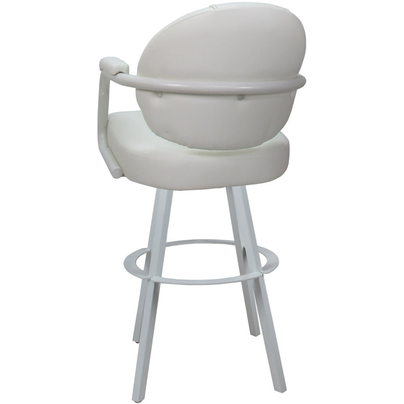 Tabouret de comptoir pivotant en métal Lavenia - base Warren, Vinyle blanc / structure blanche