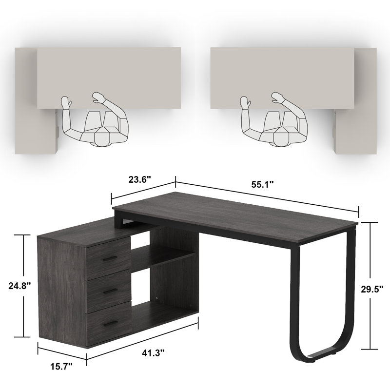 Ensemble de 2 tables réglables Verlynn, Foncé / noir