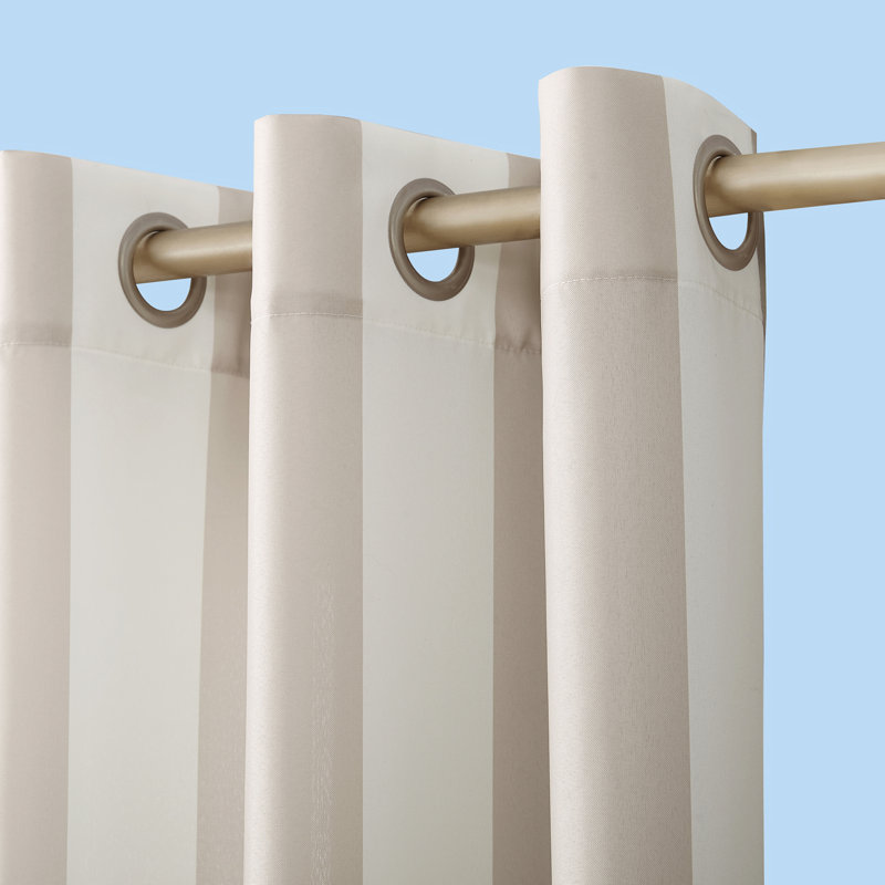 Neubauer Cabana Stripe Indoor/Outdoor UV Protectant Curtain Panel, 54" W x 108" L, Khaki