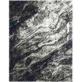 Abstract Shag Black/Grey Area Rug