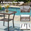 Chaises berçantes pivotantes d'extérieur en rotin 3 pièces avec table d'appoint en verre-1129924929