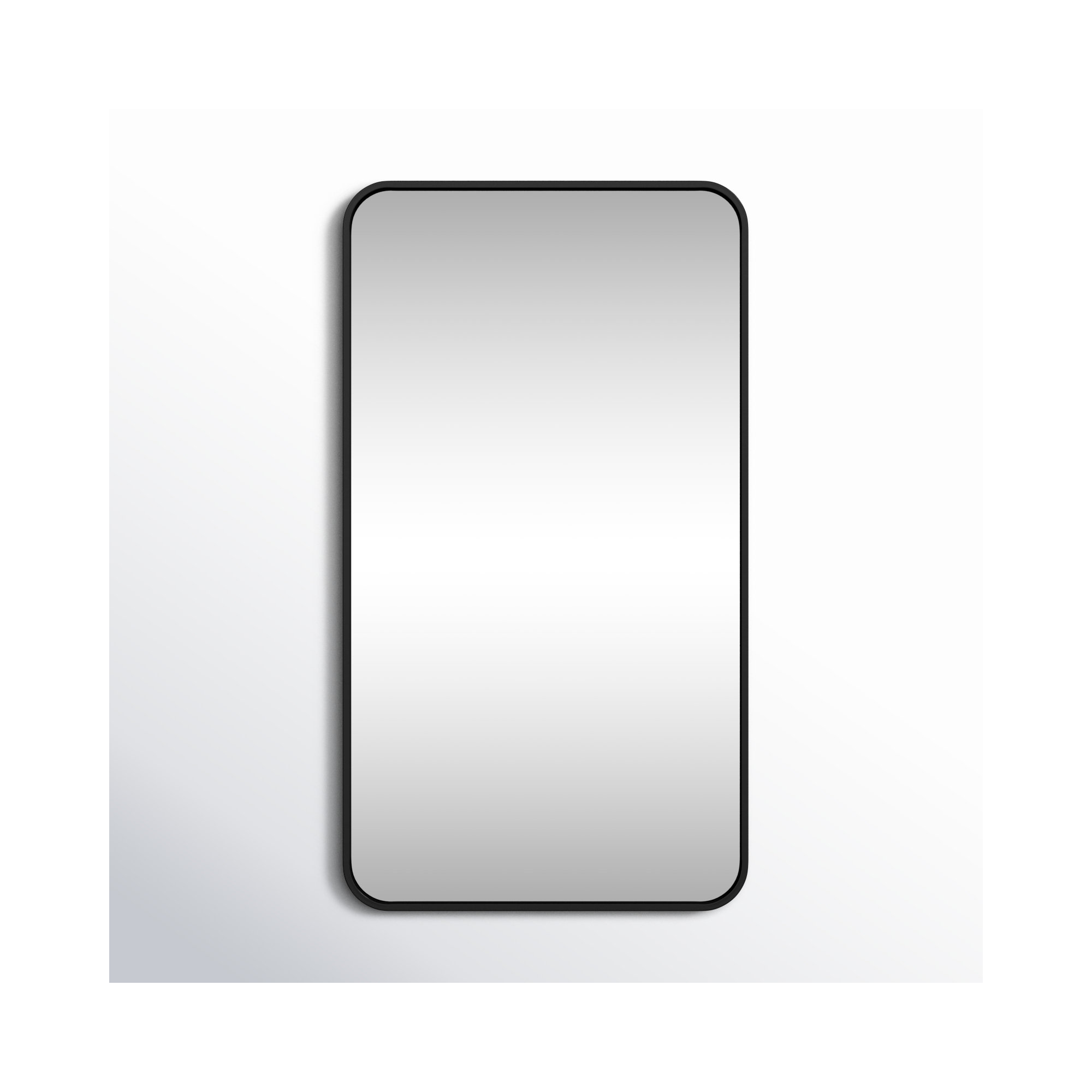 Sabine Metal Rounded Rectangle Wall Mirror, 36" x 20", Black