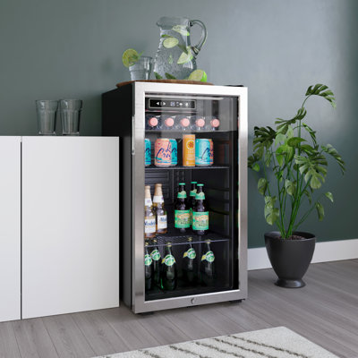 EdgeStar 17.5'' W Freestanding 80 Cans (12 oz.) 3.10 Cubic Feet Beverage Cooler with Wine Storage and Glass Door — FIN-0018408 | Fridge.com
