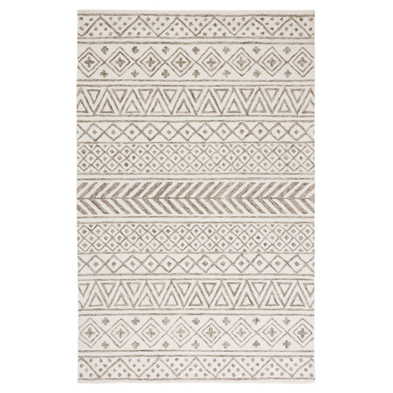 Tapis ivoire / sauge en laine / coton touffeté à la main Metro, Tapis de couloir 2 pi 3 po x 9 pi