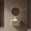 Meuble-lavabo flottant avec lavabo rond en céramique, plateau en pierre frittée, armoire en contreplaqué à rayures 3D vert clair, tiroir de rangement pré-assemblé et glissières à fermeture en douceur.-697248820-697248821