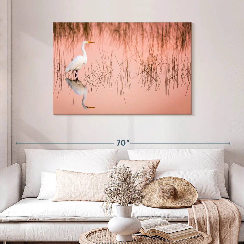 Brampt Great Egret On Marsh, 30" H x 45" W