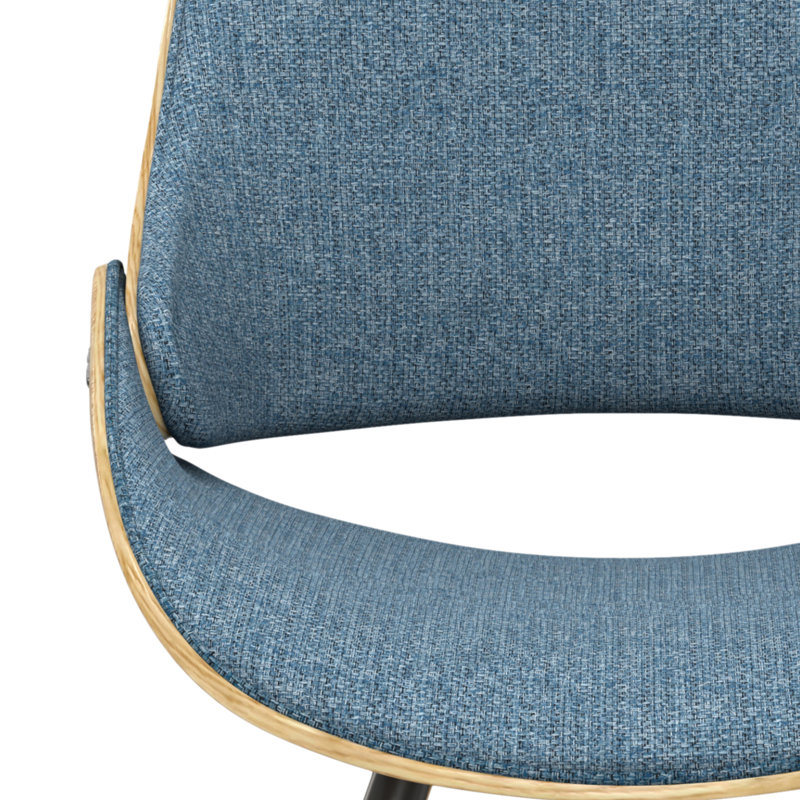 Malden - Chaise de salle à manger en bois cintré avec dossier en bois - bleu denim / brun clair, Bleu denim, Marron clair
